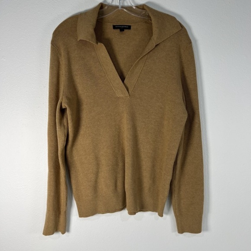 Banana Republic Sweater Womens‎ M Brown Camel Tan Merino Wool Minimalist Neutral